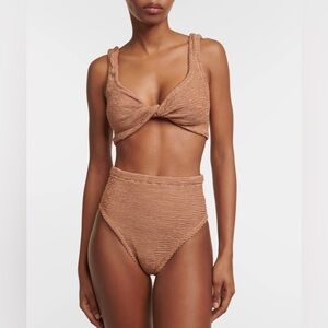 Hunza G Jamie Two Piece Bikini in Metallic Cocoa